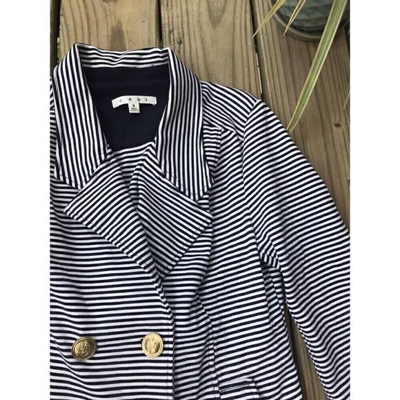 Cabi Blazer Small Navy Blue White Nautical - Picture 4 of 8